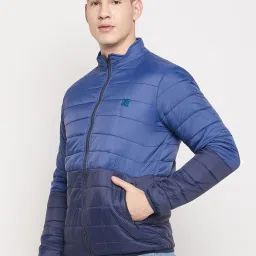 Duke Navy Blue Slim Fit Colour Block Quilted Jacket image 3