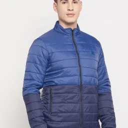 Duke Navy Blue Slim Fit Colour Block Quilted Jacket image 4