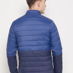 Duke Navy Blue Slim Fit Colour Block Quilted Jacket image 2