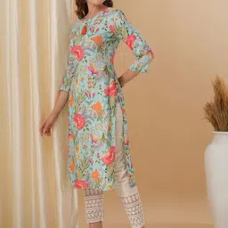 Fashor Blue Printed Straight Kurta image 4