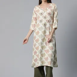 Readiprint Fashions Women Floral Printed Mirror Work Kurta-image-44