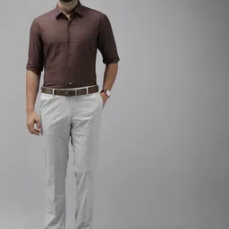 Arrow Pure Cotton Manhattan Self Design Slim Fit Opaque Formal Shirt image 4