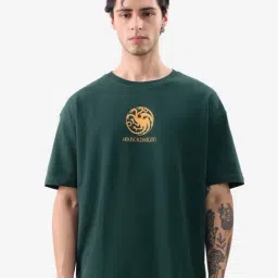 The Souled Store Green Loose Fit House Of Dragon Print Oversized T-Shirt-picture-17