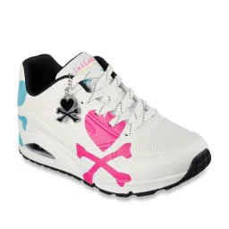 Skechers Women's UNO - CROSSING HEARTS White Multi Lifestyle Lace Up Shoe image 2