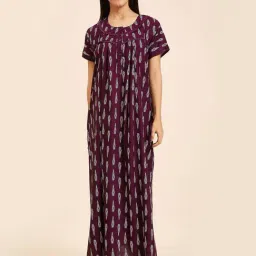 Sweet Dreams Purple Cotton Printed Night Gown-image-52