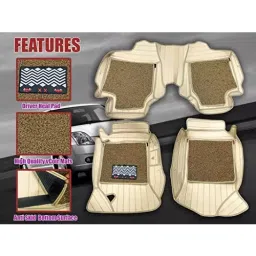 Auto Pearl 9X Car Floor Mats Luxury Leatherite Beige Compatible For Toyota Fortuner Type-2 (2016-2019), 9XMAT_BEIGE_Fortuner_Type2_2016_2019 image 5