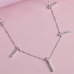 Ornate Jewels 925 Sterling Silver American Diamonds Station Choker Necklace for Women-image-65