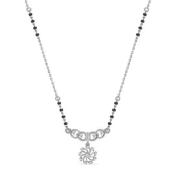 Clara 925 Silver Platinum Pranavi Tanmaniya with Black Beads Chain for Women image 2