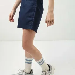 Bewakoof Blue Cotton Flared Fit Shorts image 3