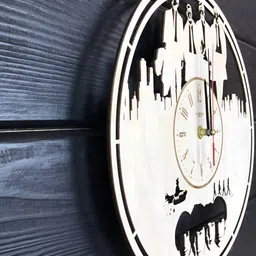 QEZNEF Beige Solid Traditional Wall Clock image 4