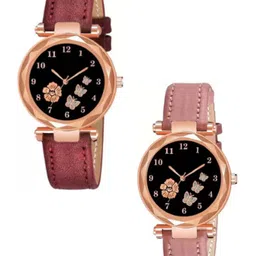 Miss Perfect Unisex Pack Of 2 Printed Dial & Leather Straps Analogue Watches HJ465-picture-20