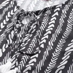 routes by all about you all about you Geometric Print Tie-Up Neck Bell Sleeves Top image 5