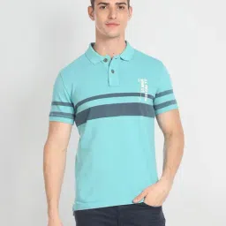 U.S. Polo Assn. Denim Co. Green Slim Fit Striped Cotton Polo T-Shirt-picture-43