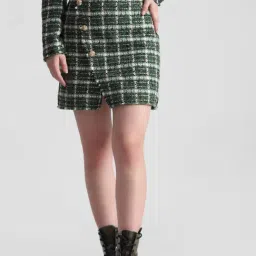 Only Green & White Checks Skirt-image-63