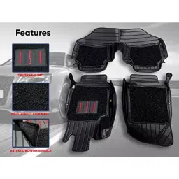 Auto Pearl 9X Car Floor Mats Luxury Leatherite Black Compatible For Tata Tigor 2017 Xe Model, 9DMAT_BLK_Tigor_2017_XE_Model image 5