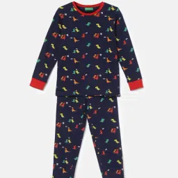 United Colors of Benetton Kids Navy Printed Full Sleeves T-Shirt with Joggers-picture-28