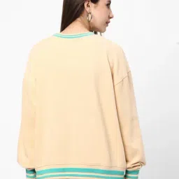 R&B Beige Relaxed Fit Cotton Graphic Print Sweatshirt image 2