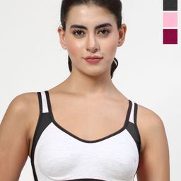 LILY Strops999 Colourblocked Full Coverage Seamless Non Padded Sports Bra-picture-46