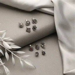 Aatmana Oxidized Silver Nosepin for Women - Pack of 10-image-80