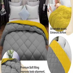 tundwal's Grey & Yellow Heavy Winter 210 GSM Single Bed Comforter image 2