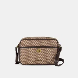Accessorize London Women's Brown Monogram Printed Sling Bag image 5