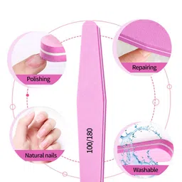 Sminakh Nail Soft Buffer Nail File Sponge Nail Art Soft Buffer Washable Double Sided 100/180 Sanding Buffing File Nail Buffers (Multicolor) (Pack of 10) image 3