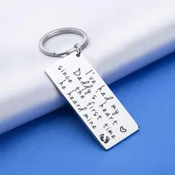 octamber Dad Gifts Keychain from Daughter Son for Daddy New Dad Birthday Christmas Father’s Day Wedding Engraved I've Had My Daddy's Heart Since the First Time He Heard Mine Keyring Jewelry Gift image 4
