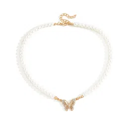 shining diva fashion Stylish Pearl Chain Pendant Necklace for Women and Girls (14570np) image 1