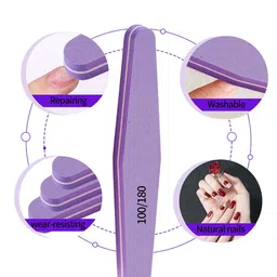 Sminakh Nail Soft Buffer Nail File Sponge Nail Art Soft Buffer Washable Double Sided 100/180 Sanding Buffing File Nail Buffers (Multicolor) (Pack of 10) image 4