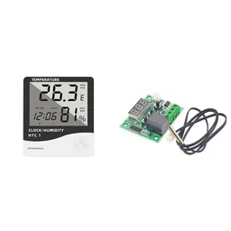 ApTechDeals HTC-1 Digital Hygrometer Thermometer Humidity Meter With Clock LCD Display image 1