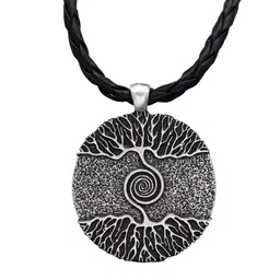 the men thing TREE GREY RUSTIC - Alloy Pendant with 24inch Leather Cord Chain for Men & Boy image 1