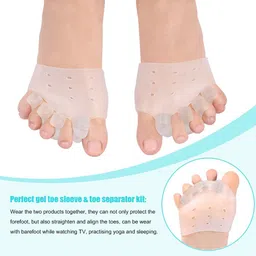 Cetaplast 2-in-1 Toe Separators & Metatarsal Pads for Bunion Gel Toe Straighteners for Yoga, Walking, Dancing | Day & Night Pain Relief | Toe Alignment Support for Unisex | 2 Pairs | White image 4
