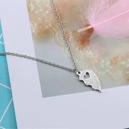 hewill Wing Necklace for Women Men Charm Matching Demon Dragon Wing Love Heart Pendant Necklace Couple Family Friendship Necklace Jewelry Gift image 5