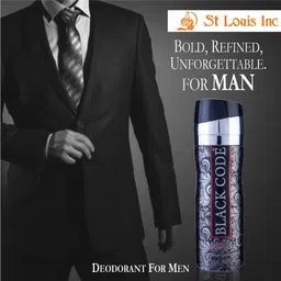 st louis St. Louis Black Code Deodorant Body Spray | For Men & Women | 200 ml Long-Lasting Fragrance | Deo as Ideal Gift for Birthdays, Anniversaries & Special Occasions | All-Season Deodorant image 3