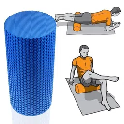 Kobo AC-42 Medium-Density 24 Inch Long EVA Foam Roller/Textured Round Rollers - for Back, Physical Therapy, Exercises, Body Balance, Deep Tissue Muscle Massage, 24 Inches (Blue), image 1