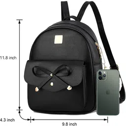 alice Bowknot 3-Pieces Fahsion Leather Backpack Backpack Purse for Women Rucksack for Ladies Shoulder Bag//Rakhi gift for Sister image 5