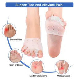 Cetaplast 2-in-1 Toe Separators & Metatarsal Pads for Bunion Gel Toe Straighteners for Yoga, Walking, Dancing | Day & Night Pain Relief | Toe Alignment Support for Unisex | 2 Pairs | White image 2