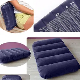 Zepdos Blue Velvet Air Pillow Travel Sleeping Pillow Backpacking Soft Comfortable Air Inflatable Travel and Tourist Pillow Headrest for Men and Women (Pack of 1) image 4