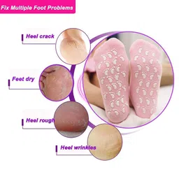Eripeli Anti Crack Half-Length Silicone Foot Protector Moisturizing Silicone Socks Suitable for Men & Women Foot-Care, Heel Cracks and Heel Pain (Multicolor, Pack of 1) image 3