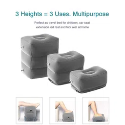 ZIQIAN Inflatable Travel Foot Rest Pillow Portable Adjustable Three Layers Height Foot Stool for Airplanes, Cars, Home, Trains, Office to Lay Down or Sleep on Long Flights with Pump … (Grey) image 4