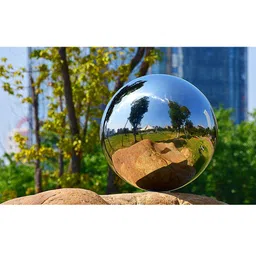 JforSJizT 8 inch Diameter Gazing Ball,Silver Stainless Steel Polished Reflective Smooth Garden Sphere Globe Mirror,Colorful and Shiny Addition to Any Garden or Home image 4