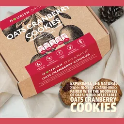 Nourish Organics Oats Cranberry Cookies, 120gm | Oats & Cranberries (Single Pack) Rich in Fibre | Wheat Free | No Refined Sugar | Clean Label image 2