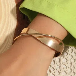 shining diva fashion 3 pcs Double Infinite Twisted Cross Minimalist Open Kada Cuff Bracelet for Girls and Women image 3