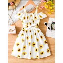 YK Floral Print Off-Shoulder Flutter Sleeve Fit & Flare Dress-picture-36