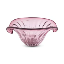 AARVI DECOR STUDIO Pink Textured Ripple Bowl Flower Vase image 4