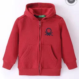 UCB Full Sleeves Knit Sweatjacket with Logo Design - Red-picture-12