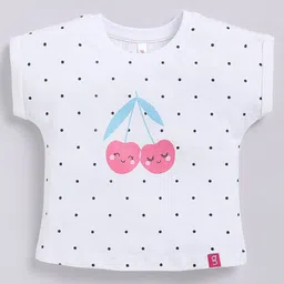 giniekids Half Sleeves Fruits & Polka Dots Printed Top - Off White-picture-11