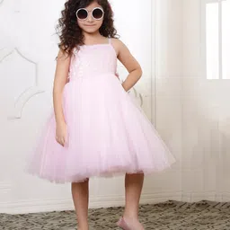 Toy Balloon Kids Net Sleeveless Shimmered Stars Detailed Dress - Baby Pink-image-49