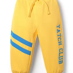 Babyhug Cotton Terry Knit Full Length Lounge Pants With Text Print - Yellow-picture-24