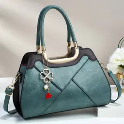 SYGA Women Pillow-Shaped Handbag | Elegant Stitching & Contrast Color Design | Zipper Closure Bag for Daily Use (Green)-image-29